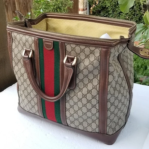 Fabulous Vintage Gucci Supreme Overnight Weekender Travel Train case Boston bag - Picture 11 of 16